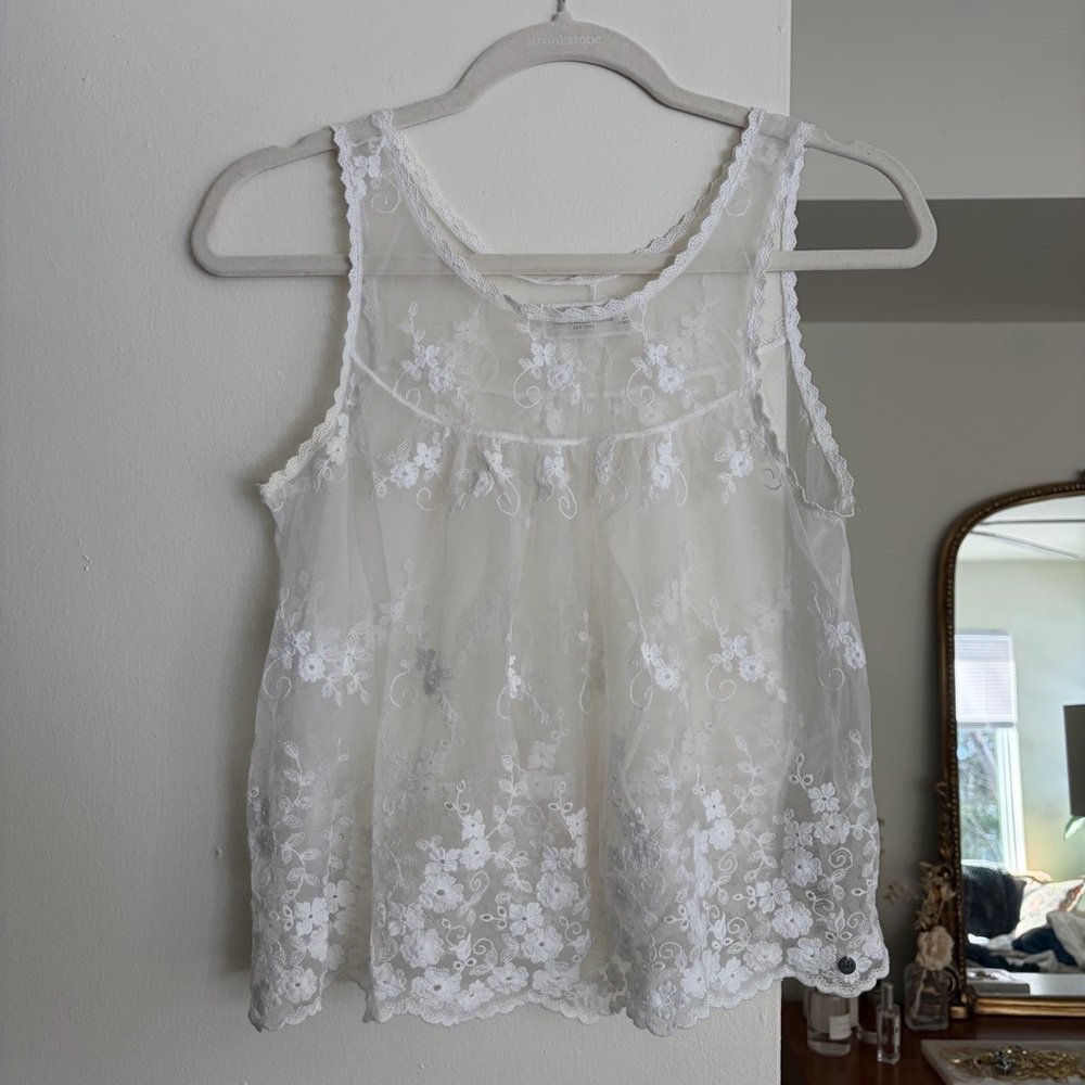 Abercrombie & Fitch White Lace Tank Top